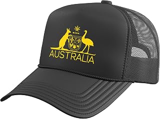 Australia Coat of ARMS Kangaroo and EMU Australian Symbol Trucker Hat with Adjustable Mesh Back