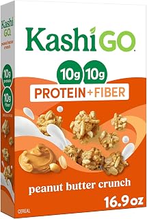 Kashi GO Protein Cereal, 10g Protein, 10g Fiber, Peanut Butter Crunch, 16.9oz Box (Pack of 6)
