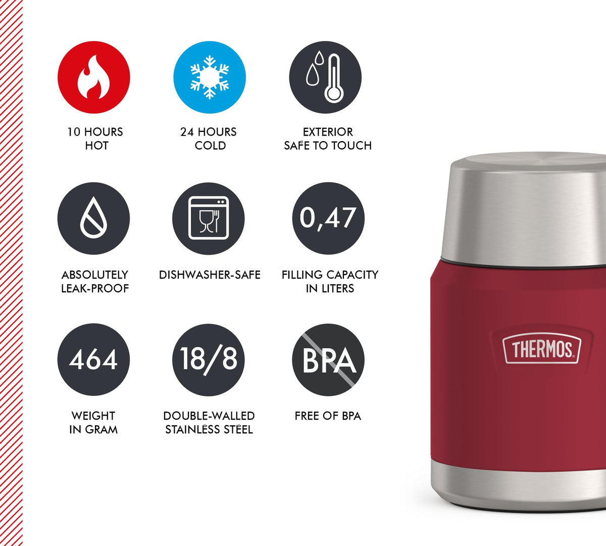 THERMOS Red / Wild Berry Mat / 470 ml / 470.0 milliliters Insulated Food Jars