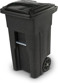 Toter 79232-R1209 32 Gallon Blackstone Trash Can with Wheels and Attached Lid