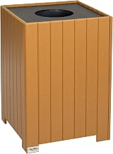 Global Industrial Square Recycled Plastic Receptacle W/Liner, 32 Gallon, Cedar