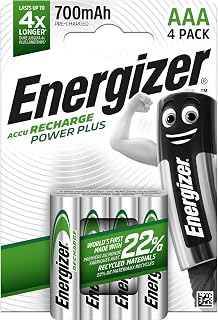 4X Energizer AccuRecharge Power Plus AAA 700mAh AAA HR3 Rechargeable NiMH Batteries