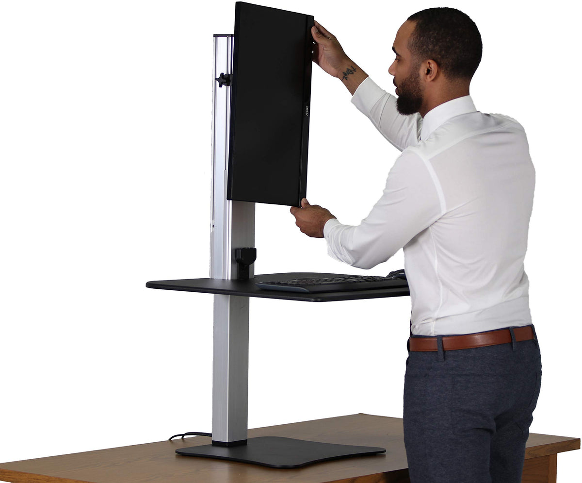 Victor Single Monitor / Black W/Aluminum / Modern Monitor Stands