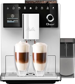 Melitta CI Touch (F630-111) Automatic Coffee Maker with Milk System, Two-Chamber Bean Container, One Touch Display, Coffee Thickness Adjustable in 4 Levels, Silver