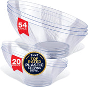 Multi-Pack Clear Plastic Serving Bowls (6 Pack) 3 x 54oz Large Disposable Candy Dishes by Stock Your Home – Mixed Pack - 3 Medium (20oz), 3 Large (54oz), 54.0 ounces, Plastic