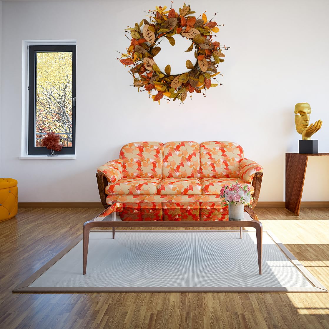 WreathDream Artificial Fall Wreath, 20 Inch Diameter, Rusty Red Magnolia Leaves