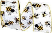 Reliant Ribbon 92543W-030-40F Bumble Bees 3 We Rd Ribbon, 2-1/2 Inch X 10 Yards, White