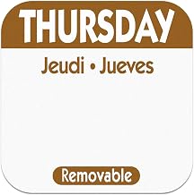 Thursday 1" Square Removable Label Brown