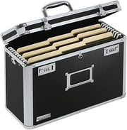 Vaultz Locking File Organizer Box with Combination Lock, 14" x 7.25" x 12", Black