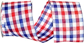 Reliant Ribbon Check Americana Wired Edge Rd Ribbon, 2-1/2 Inch X 10 Yards, Multi