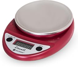 San Jamar Escali Primo NSF Listed Digital Scale, 11 lb/5 kg, Red