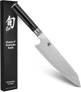 Shun Classic 8" Kiritsuke Knife, Handcrafted Japanese Kitchen Knife for Professional and Home Chefs, VG-MAX Core with Damascus Stainless Steel Cladding, Pakkawood Handle