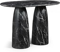 Meridian Furniture 788Black-T60 Cosenza Collection Art Deco Indoor/Outdoor Concrete Bar Table in a Marble Finish, 60" W x 36" D x 41.5" H, Black