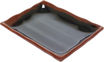 Thunder Group Tenmoku melamine dinnerware collection 12 oz, 8 1/2" x 5 3/4" wave rectangular plate, comes in dozen