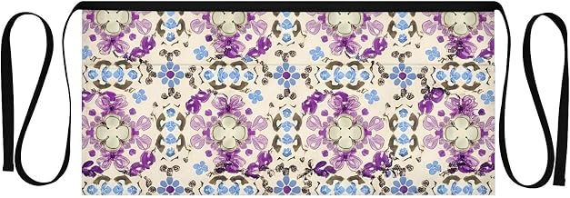 Purple Floral Pattern Waist Apron with 3 Pockets Waiter Server Short Aprons 25.2x11.8 Inch Stain Resistant Apron for Kitchen Garden Restaurant 1 Pack