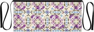 Purple Floral Pattern Waist Apron with 3 Pockets Waiter Server Short Aprons 25.2x11.8 Inch Stain Resistant Apron for Kitchen Garden Restaurant 1 Pack