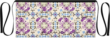 Purple Floral Pattern Waist Apron with 3 Pockets Waiter Server Short Aprons 25.2x11.8 Inch Stain Resistant Apron for Kitchen Garden Restaurant 1 Pack