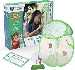 Educational Insights GeoSafari Jr. Butterfly Bungalow, Science Kit with Live Caterpillars, Home & Classroom Insect Habitat, Raise & Release Your Own Butterflies, STEM Gift for Kids Ages 4+