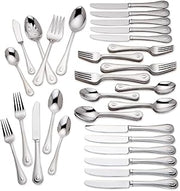 Lenox French Perle 65-Piece 18/10 Silverware Set for 12, Flatware | mirror finish, dishwasher safe | includes serving spoons and utensil set | heavy duty, cutlery set for kitchen and dining