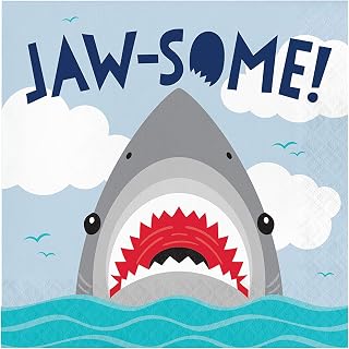 Creative Converting Shark Party Jaw-Some Napkins, 16 ct