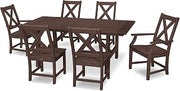Polywood Braxton 7-Piece Rustic Farmhouse Dining Set in Mahogany