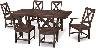 Polywood Braxton 7-Piece Rustic Farmhouse Dining Set in Mahogany