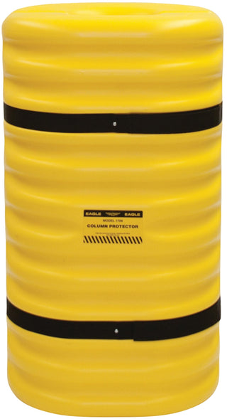 Plastic Column Protector for 9" Round Column w/Interlocking Halves by Eagle – 42" tall, High Density Polyethylene, Yellow, Model 1709