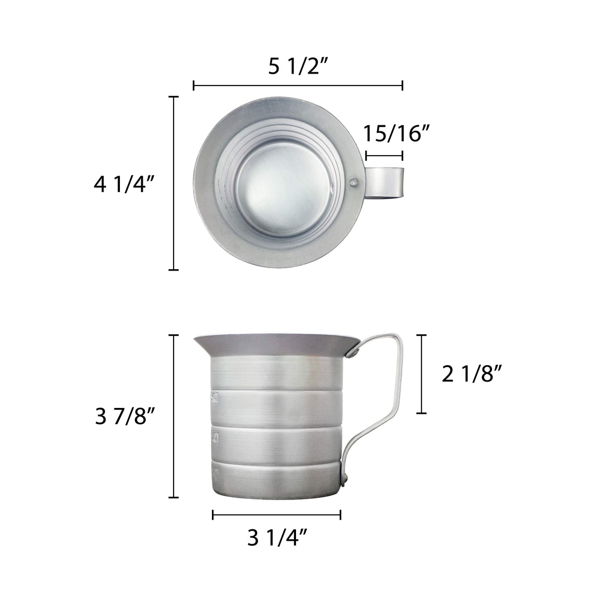 Measure Cup.5 Quart by Thunder Group – .5 Quart, 0.5 quarts, Aluminum, Silver, Model ALKAM005