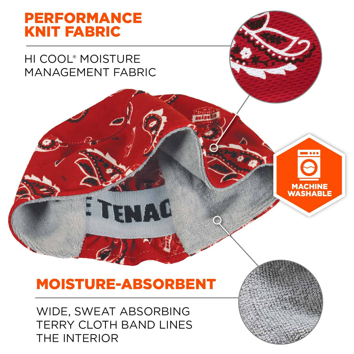 Ergodyne Red Western-3pk / Skull Cap / 1 Hard Hat Accessories