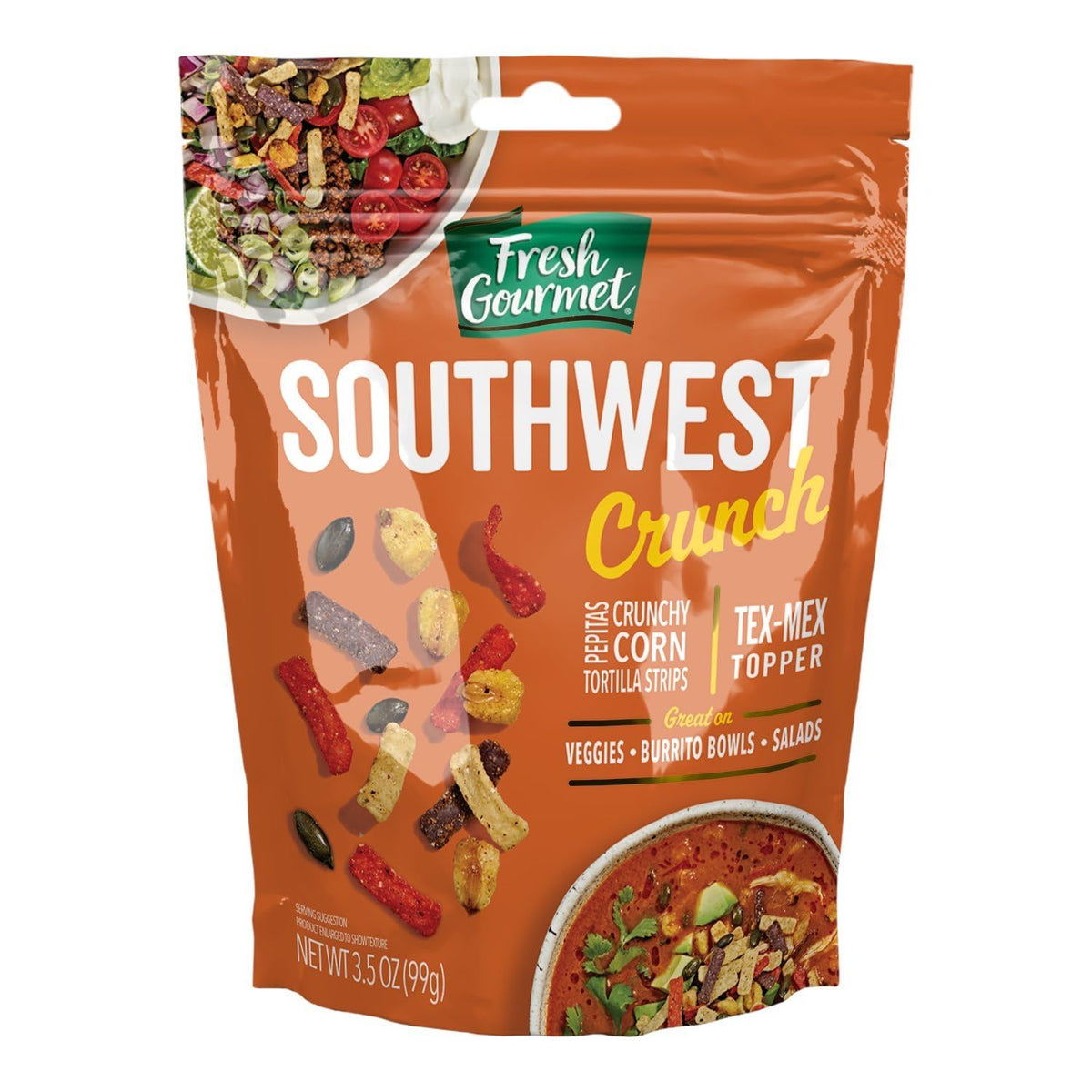 Fresh Gourmet Southwest Crunch / 3.5 Ounce (Pack of 12) / Brown Mexican Seasoning
