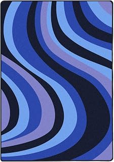 Joy Carpets Kid Essentials On The Curve Teen Area Rugs, 3'10" x 5'4", Blue