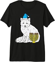 Jewish Arctic Snow Fox Menorah Hanukkah Chanukah Animal Premium Tri-Blend T-Shirt