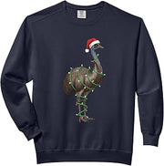 Bird, Emu Wearing Santa Hat Wrapped In Holiday Lights Play Comfort Colors Adult Sweatshirt