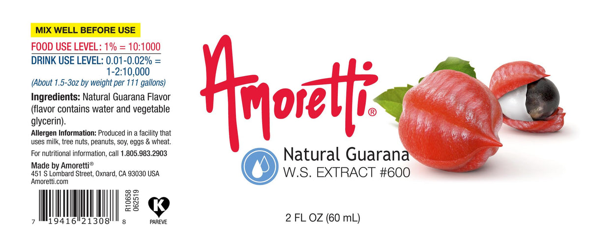 Natural Guarana Extract Water Soluble 2 oz - Highly Concentrated & Perfect For Pastry by Amoretti – 2 oz