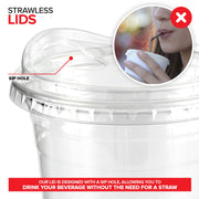 16 oz Clear Plastic Cups with Lids Disposable by Stock Your Home – 16 oz, 16.0 fluid_ounces, Plastic, Clear, Pack of 50