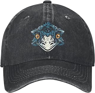 Printed Trucker Hat,Big Daddy Emu,Distressed Denim Baseball Cap Retro Faded Look