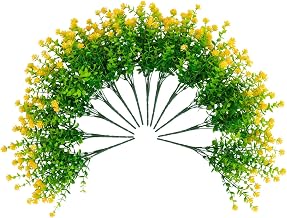 Nearly Natural 13in. UV Resistant Artificial Flowering Mini Rose Bush (Indoor/Outdoor) - Set of 12