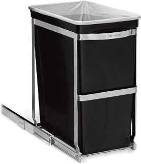 simplehuman Under Counter Pull-Out Can, 30L / 8 Gallon In-Cabinet Trash Can, Heavy-Duty Steel Frame, Commercial-Grade Ball-Bearing Tracks, Hides Trash Inside the Cabinet
