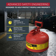 Justrite Red / 2.5 Gallon / Type I Gas Cans