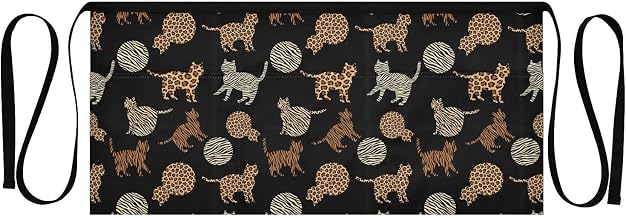 Kitchen Apron Leopard Cat | Unisex Server Apron with 3 Pockets, Adjustable for Waiters, Gardeners, Kitchen, BBQ, Painting and Restaurant Work