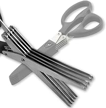 Tablecraft Kitchen Herb Scissors Set, 5-Blade Shears for Effortless Herb Cutting, Stainless Steel, Dishwasher Safe, Perfect for Pizza, Salad,Greens and More, Black Handles