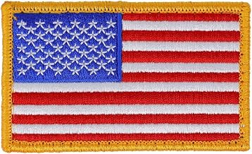 Scipio American Flag Patch, Embroidered USA Flag with Gold Border, Thermoplastic Rubber, Hook and Loop Attachment, 3.5 Inch, TPRAMFLGPCH