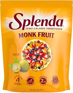 SPLENDA Monk Fruit Zero Calorie Plant Based Granulated Sweetener, No Erythritol, Sugar Substitute, 3.8 Oz (Pack of 1)