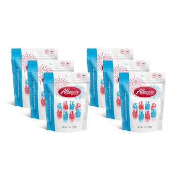 World's Best Firecracker Gummi Bears by Albanese – 7 Ounce (Pack of 6), Red, White, Blue, Pack of 6