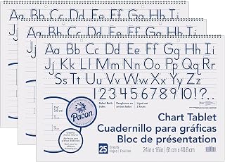Pacon 24-inch x 16-inch Chart Tablet, Manuscript Cover, 1-1/2-inch Ruled, 25 Sheets, 3/Pack (PAC74720-3)