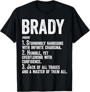 First Name Shirt Brady Definition Personalized Name Funny T-Shirt