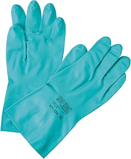 Ansell 37-175-10 Sol-Vex Unsupported Nitrile Gloves, Straight Cuff, Flock Lined, Size 10, Green (Pack of 12)