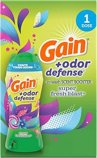 Gain Odor Defense In-wash Scent Booster, Super Fresh Blast scent, 1 sample, 2 in 1 Freshness plus Odor Protection, laundry scent beads