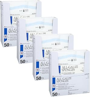 Henry Schein Premium All-Gauze Sponges, 4" x 4", 12-Ply, Sterile, 200 Ct