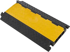 Global Industrial 3-Channel Heavy-Duty Cable Protector, 32,600 lbs. Cap., Black & Yellow